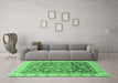 Machine Washable Oriental Emerald Green Traditional Area Rugs in a Living Room,, wshabs3877emgrn