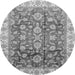 Round Machine Washable Oriental Gray Traditional Rug, wshabs3877gry