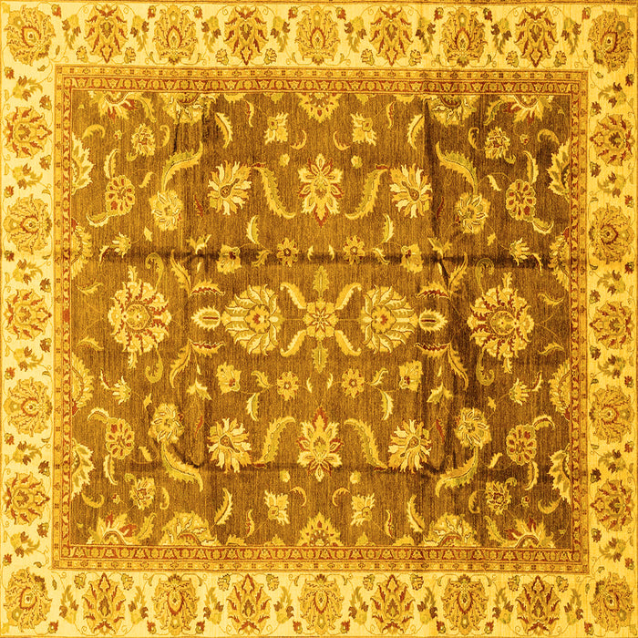 Square Oriental Yellow Traditional Rug, abs3877yw