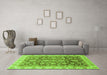 Machine Washable Oriental Green Traditional Area Rugs in a Living Room,, wshabs3877grn