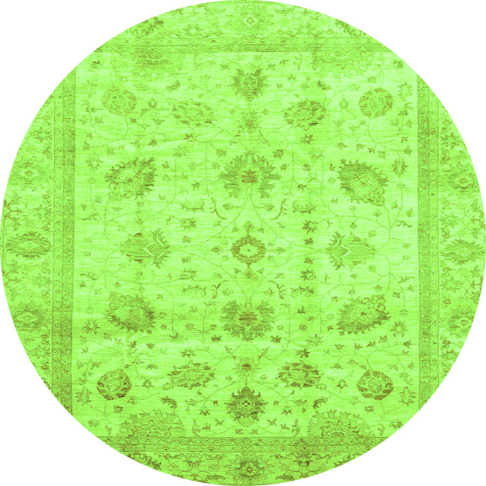 Round Machine Washable Oriental Green Traditional Area Rugs, wshabs3878grn
