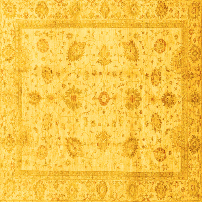 Square Machine Washable Oriental Yellow Traditional Rug, wshabs3878yw
