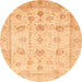 Round Abstract Orange Oriental Rug, abs3878