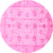 Round Oriental Pink Traditional Rug, abs3878pnk