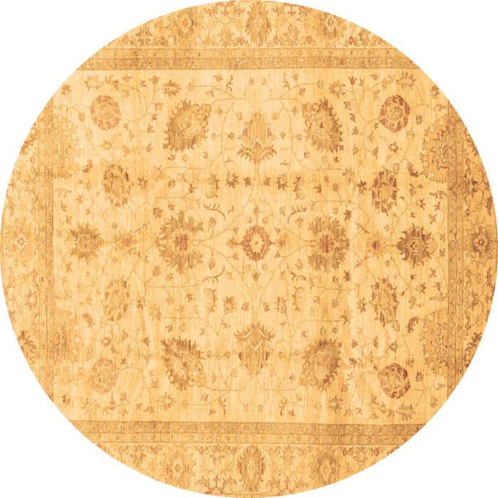 Round Oriental Brown Traditional Rug, abs3878brn