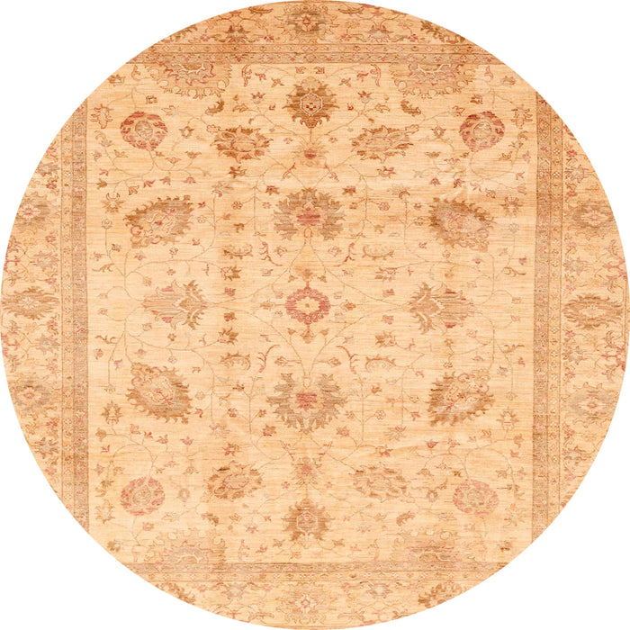 Round Machine Washable Abstract Orange Rug, wshabs3878