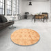 Round Machine Washable Abstract Orange Rug in a Office, wshabs3878