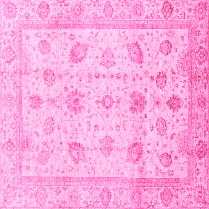 Square Machine Washable Oriental Pink Traditional Rug, wshabs3878pnk