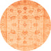 Round Oriental Orange Traditional Rug, abs3878org