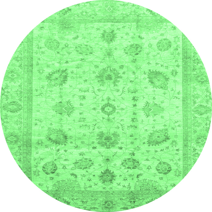 Round Oriental Emerald Green Traditional Rug, abs3878emgrn