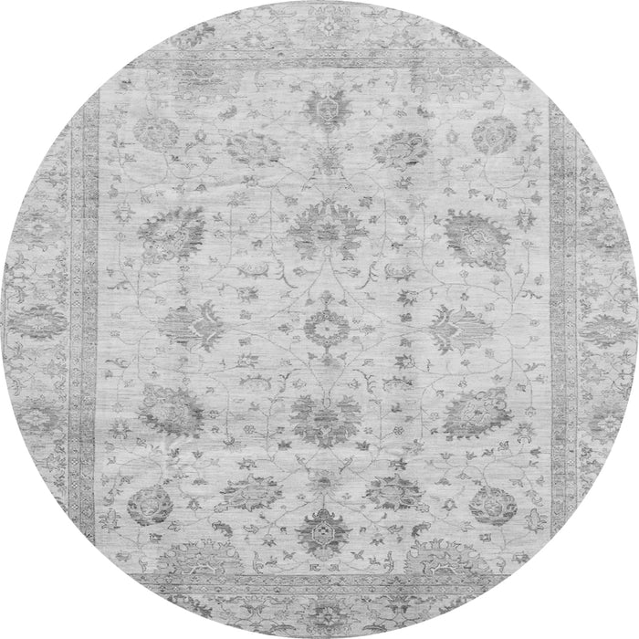 Round Machine Washable Oriental Gray Traditional Rug, wshabs3878gry