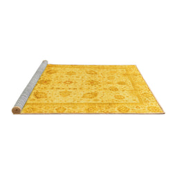 Sideview of Machine Washable Oriental Yellow Traditional Rug, wshabs3878yw