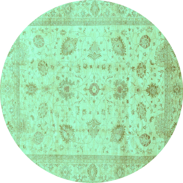 Round Oriental Turquoise Traditional Rug, abs3878turq