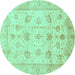 Round Oriental Turquoise Traditional Rug, abs3878turq