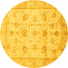 Round Oriental Yellow Traditional Rug, abs3878yw