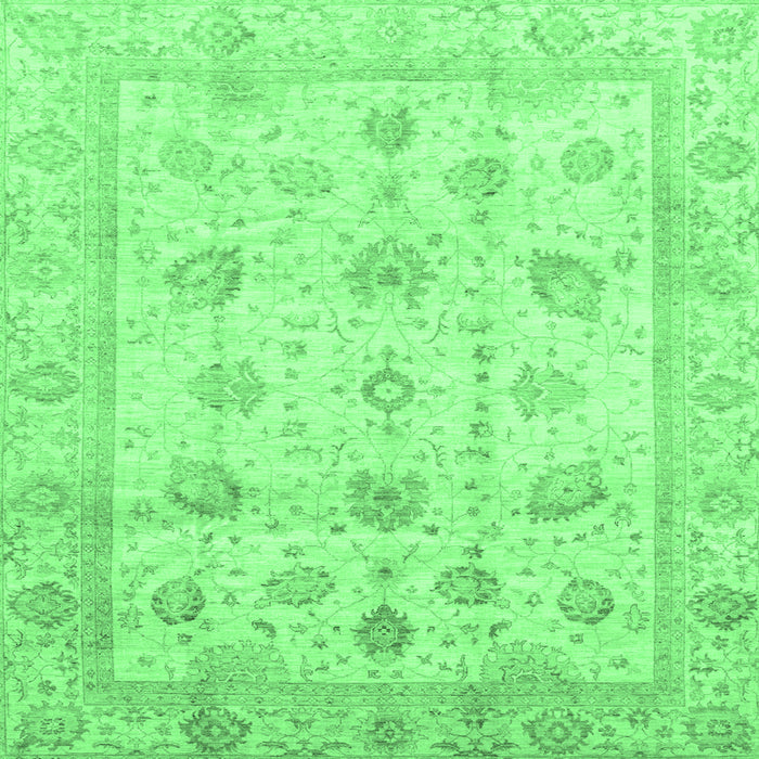 Square Machine Washable Oriental Emerald Green Traditional Area Rugs, wshabs3878emgrn