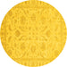 Round Oriental Yellow Traditional Rug, abs3879yw