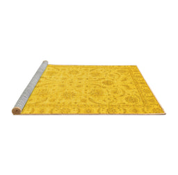 Sideview of Machine Washable Oriental Yellow Traditional Rug, wshabs3879yw