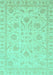 Machine Washable Oriental Turquoise Traditional Area Rugs, wshabs3879turq