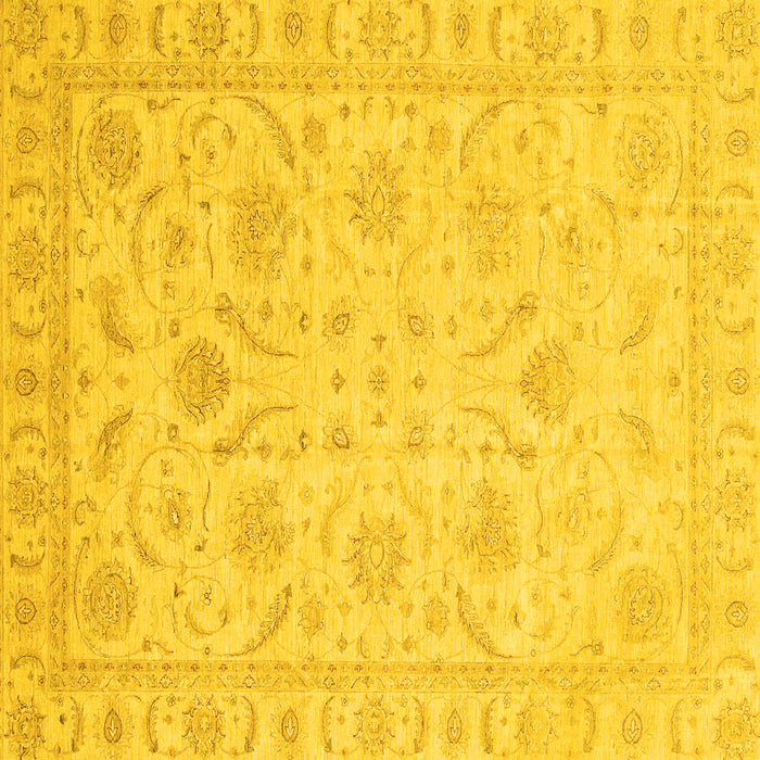 Square Machine Washable Oriental Yellow Traditional Rug, wshabs3879yw