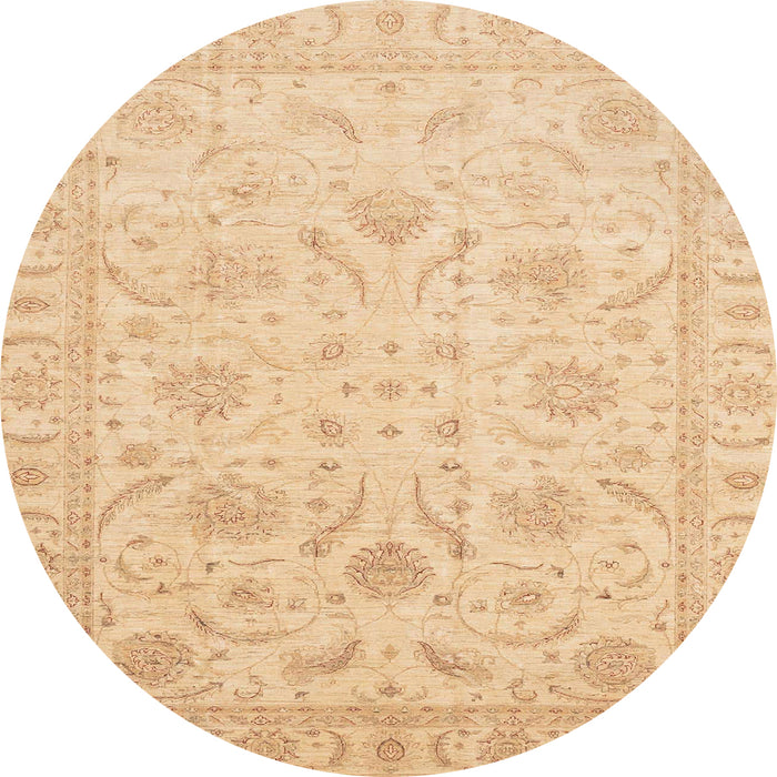 Round Machine Washable Abstract Yellow Rug, wshabs3879