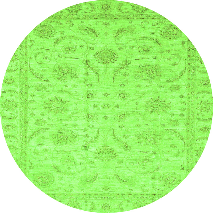 Round Oriental Green Traditional Rug, abs3879grn