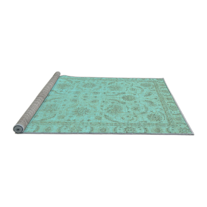 Sideview of Machine Washable Oriental Light Blue Traditional Rug, wshabs3879lblu