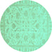 Round Oriental Turquoise Traditional Rug, abs3879turq