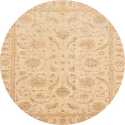 Round Abstract Yellow Oriental Rug, abs3879