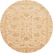 Round Abstract Yellow Oriental Rug, abs3879