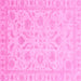 Square Machine Washable Oriental Pink Traditional Rug, wshabs3879pnk