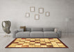 Machine Washable Abstract Brown Modern Rug in a Living Room,, wshabs387brn