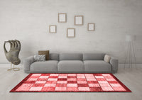 Machine Washable Abstract Red Modern Rug, wshabs387red