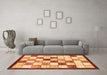 Machine Washable Abstract Orange Modern Area Rugs in a Living Room, wshabs387org