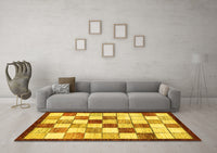 Machine Washable Abstract Yellow Modern Rug, wshabs387yw