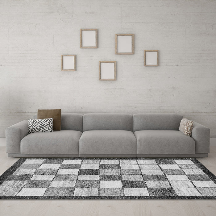 Machine Washable Abstract Gray Modern Rug in a Living Room,, wshabs387gry