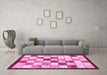 Machine Washable Abstract Pink Modern Rug in a Living Room, wshabs387pnk