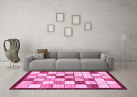 Machine Washable Abstract Pink Modern Rug, wshabs387pnk