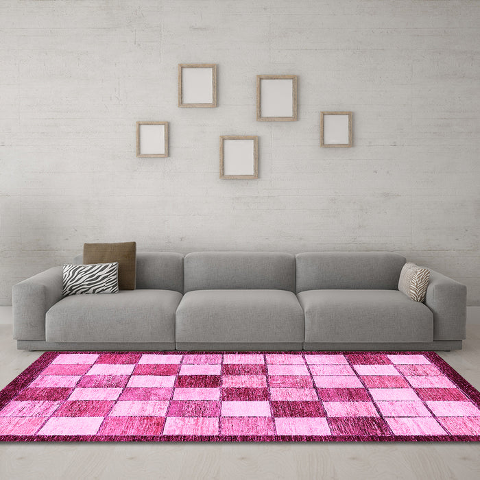 Machine Washable Abstract Pink Modern Rug in a Living Room, wshabs387pnk