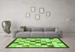 Machine Washable Abstract Green Modern Area Rugs in a Living Room,, wshabs387grn