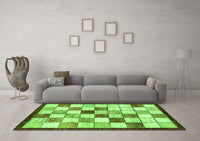 Machine Washable Abstract Green Modern Rug, wshabs387grn