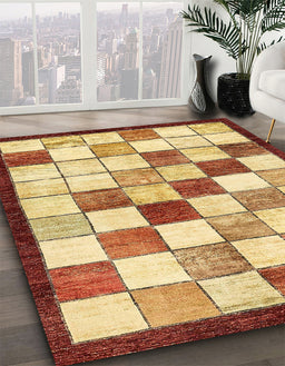 Machine Washable Abstract Chrome Gold Yellow Rug in a Family Room, wshabs387