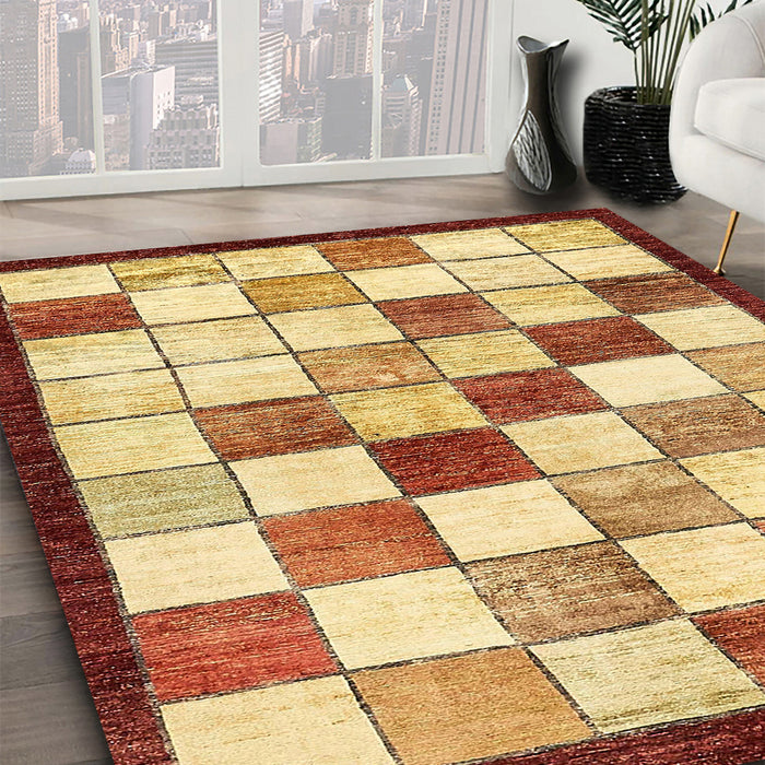 Machine Washable Abstract Chrome Gold Yellow Rug in a Family Room, wshabs387