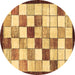 Round Abstract Brown Modern Rug, abs387brn