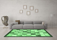 Machine Washable Abstract Emerald Green Modern Rug, wshabs387emgrn