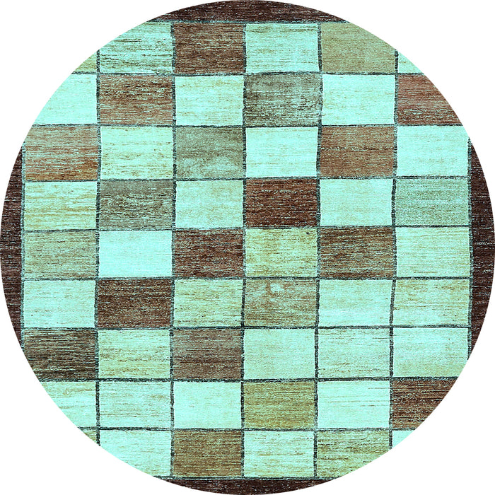 Round Abstract Light Blue Modern Rug, abs387lblu