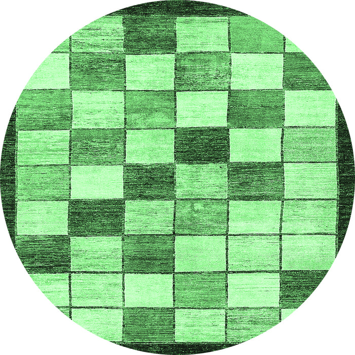 Round Abstract Emerald Green Modern Rug, abs387emgrn