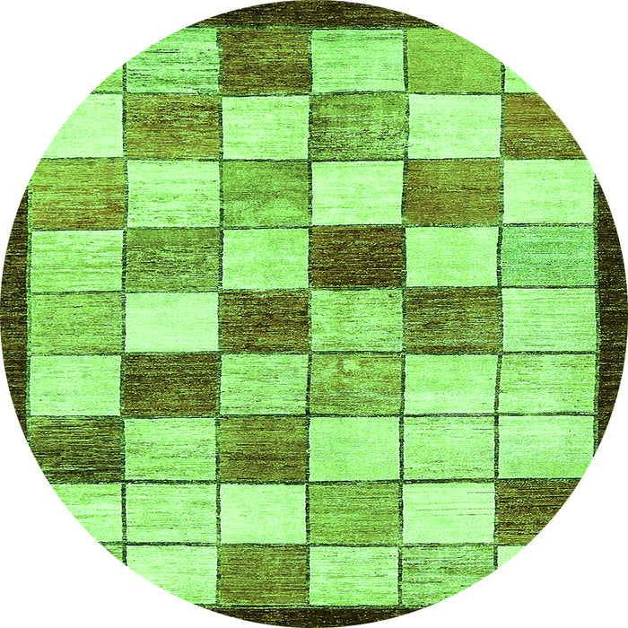 Round Machine Washable Abstract Green Modern Area Rugs, wshabs387grn