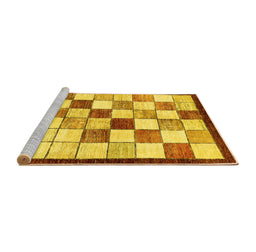 Sideview of Machine Washable Abstract Yellow Modern Rug, wshabs387yw