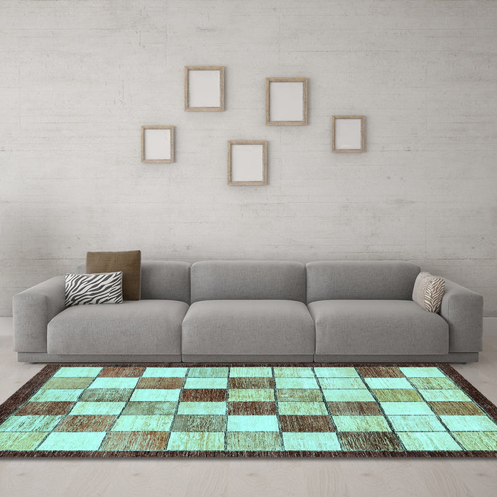 Machine Washable Abstract Light Blue Modern Rug in a Living Room, wshabs387lblu